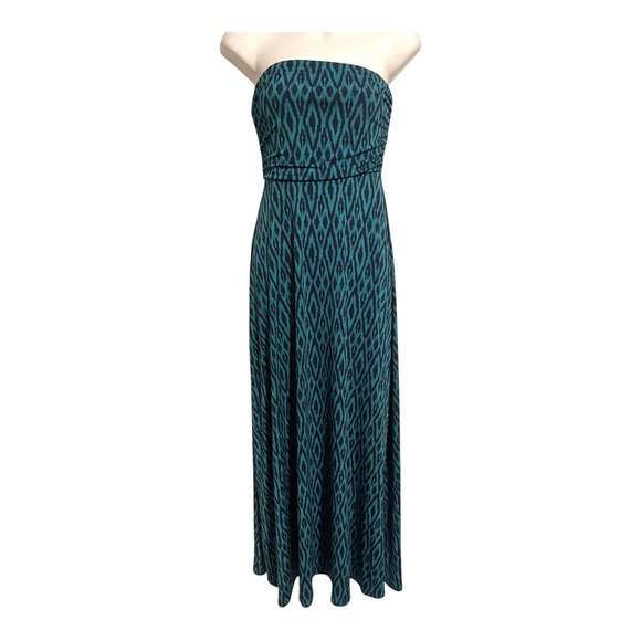 Banana Republic Print Strapless Knit Maxi Dress Maritime Blue Size XS NWT - Picture 13 of 13